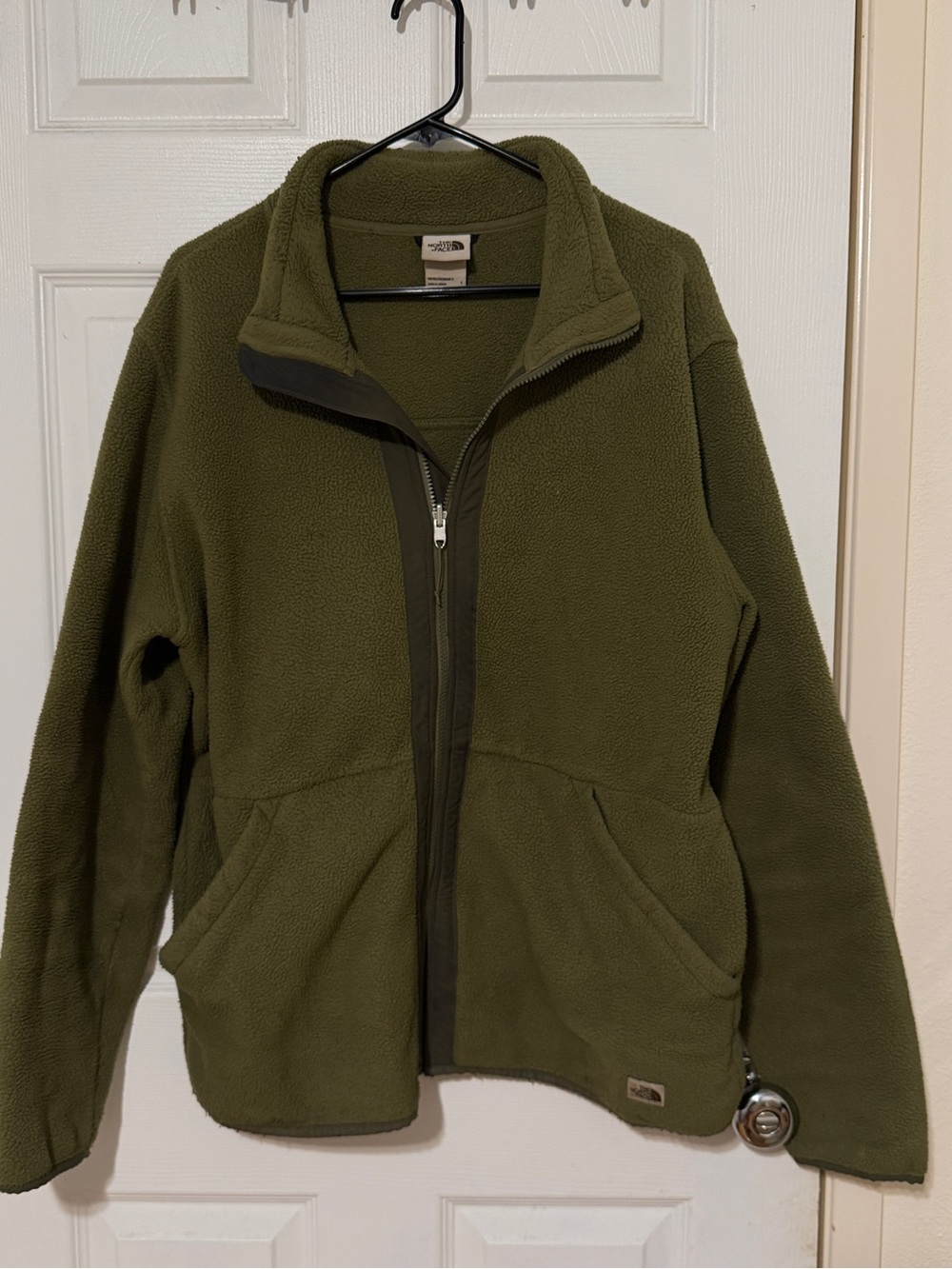 The North Face Men’s Green Jacket L Regular Full Zip Stand-Up Short Solid Logo